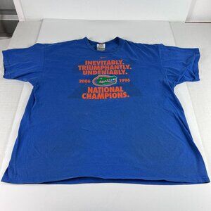 Y2K Nike Florida Gators National Champs Shirt Extra Large Blue Faded Stained Tee
